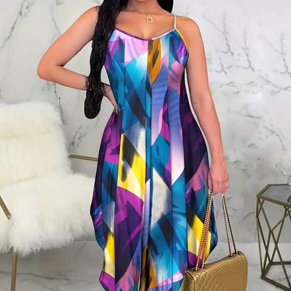 Women's Plus Size Tropical Beach Summer Trendy Vacation Holiday Maxi Dress 22W - Picture 1 of 6